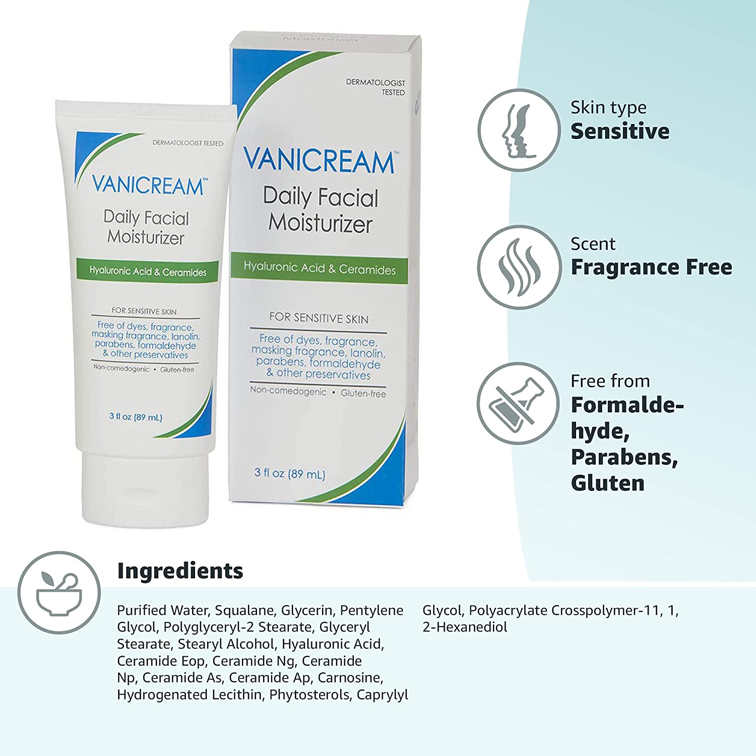 Vanicream Daily Facial Moisturizer - 3 fl oz - Formulated Without Common Irritants for Those with Sensitive Skin - Image 8
